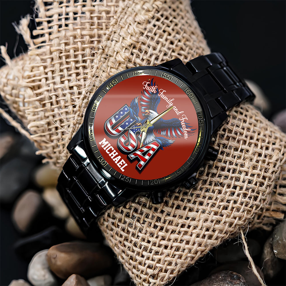 Custom Name Faith, Family & Freedom America 250 Years Men's Wrist Watch HO82 901644