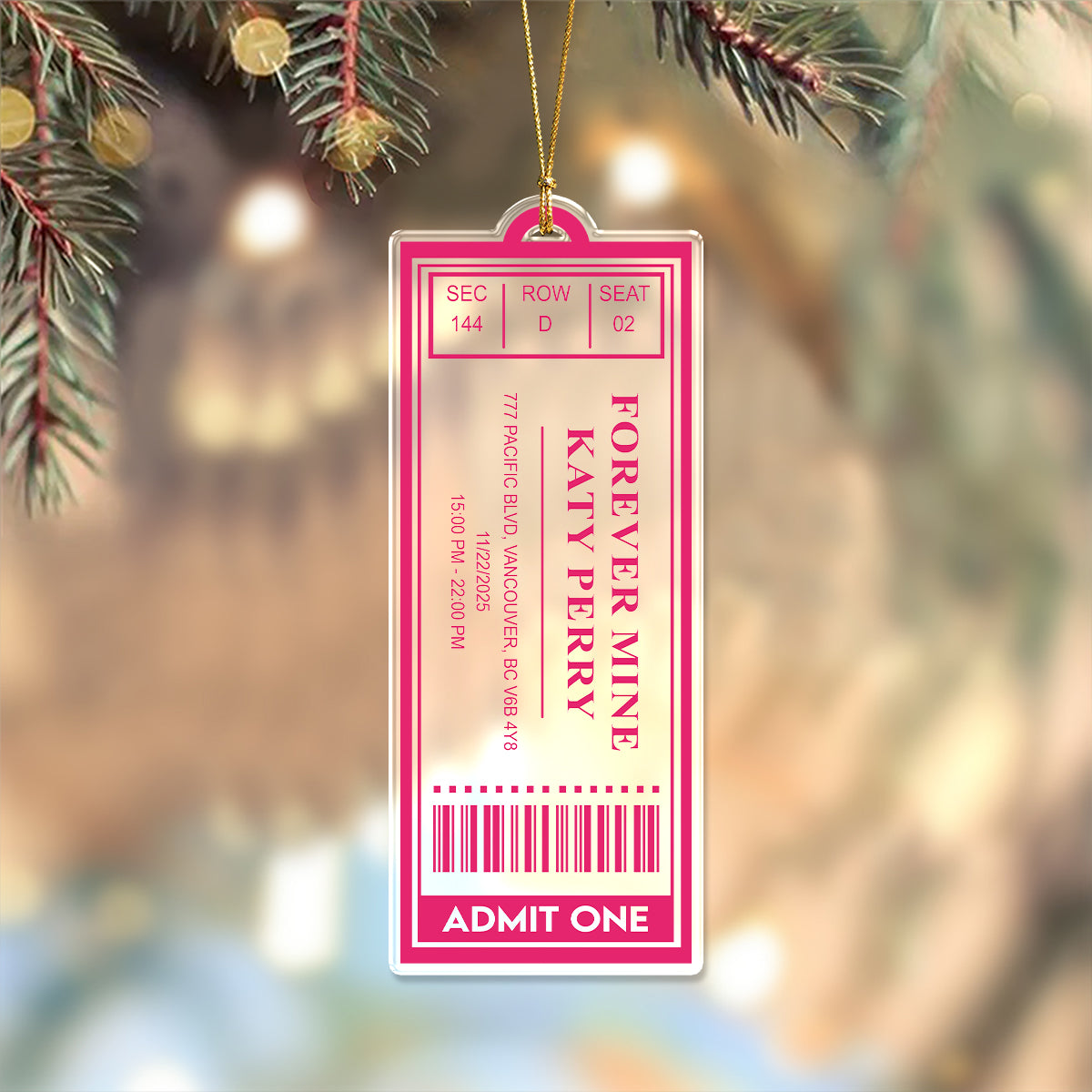 Personalized Favorite Concert Ticket Christmas Acrylic Ornament Gift For Music Lovers LM32 897377