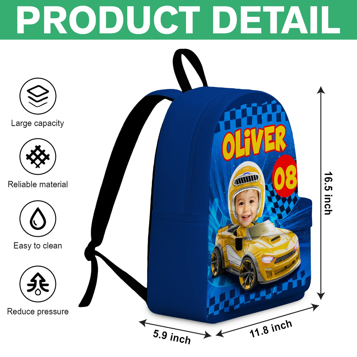 Custom Kid Photo Racing My Own Way Personalized Backpack HA75 921638