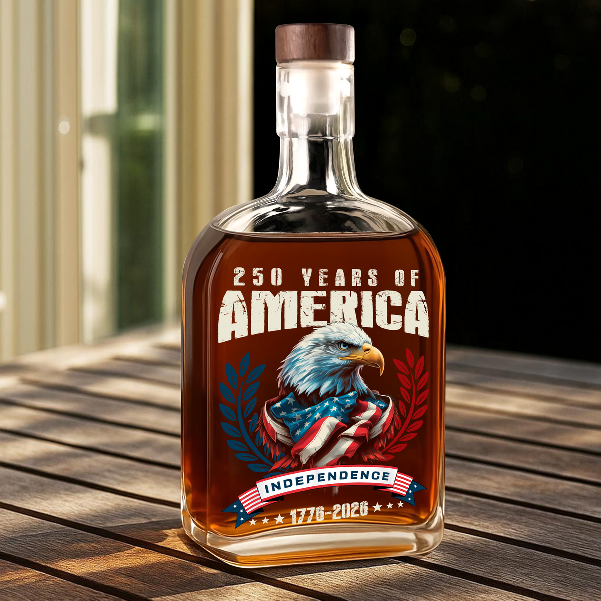 America 250 Years Eagle Independence Day Patriotic Whiskey Bottle LM32 895259