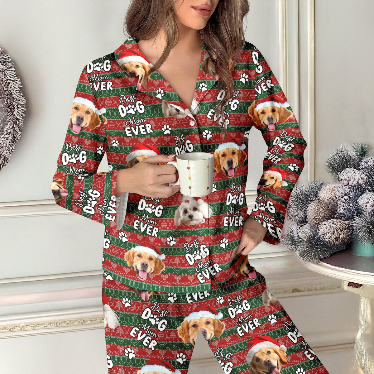 Custom Dog Face Cute Best  Dog Dad Ever Christmas Pajamas LM32 895749