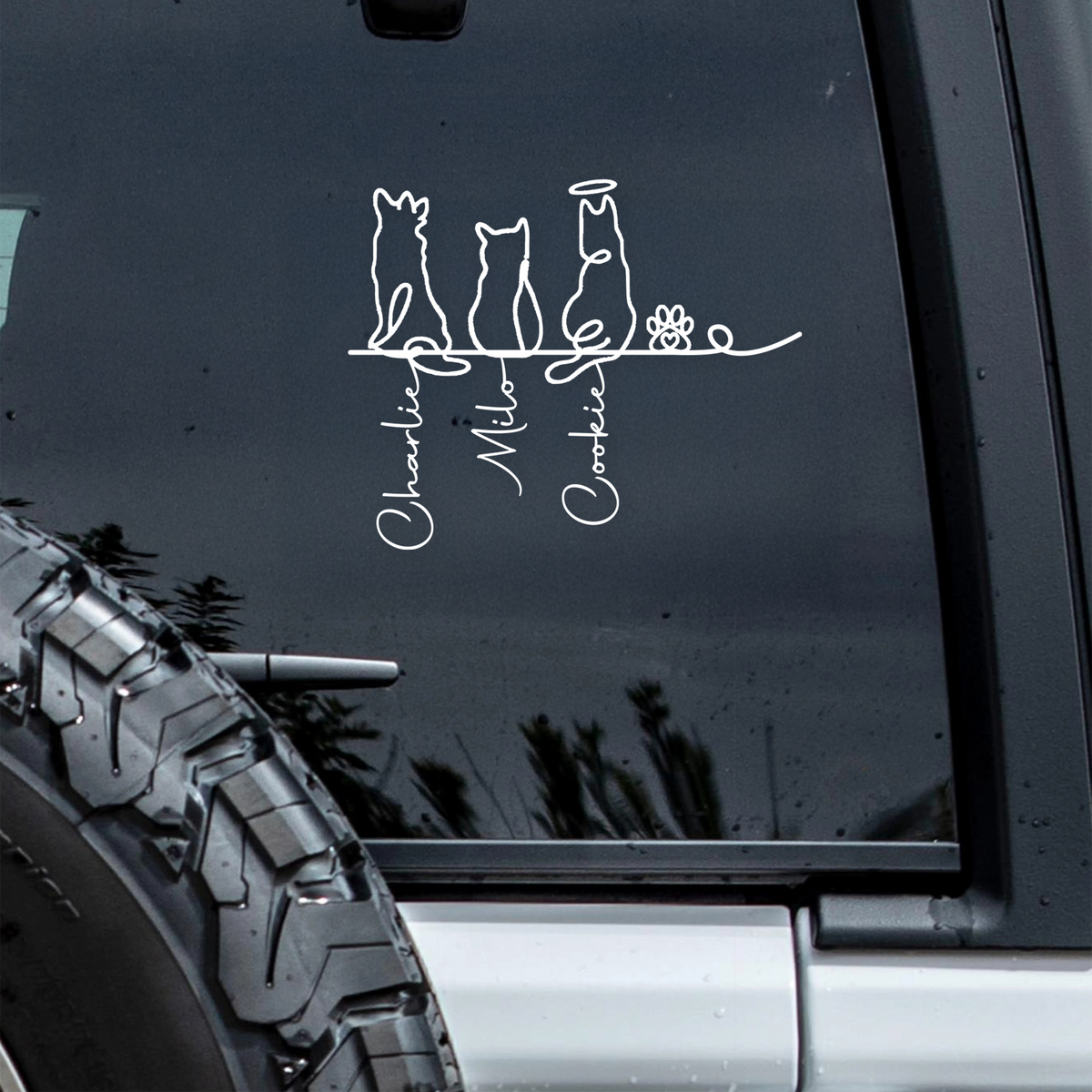 Custom Adorable Dog Cat Line Art - Personalized Car Window Decal Sticker CH07 910292
