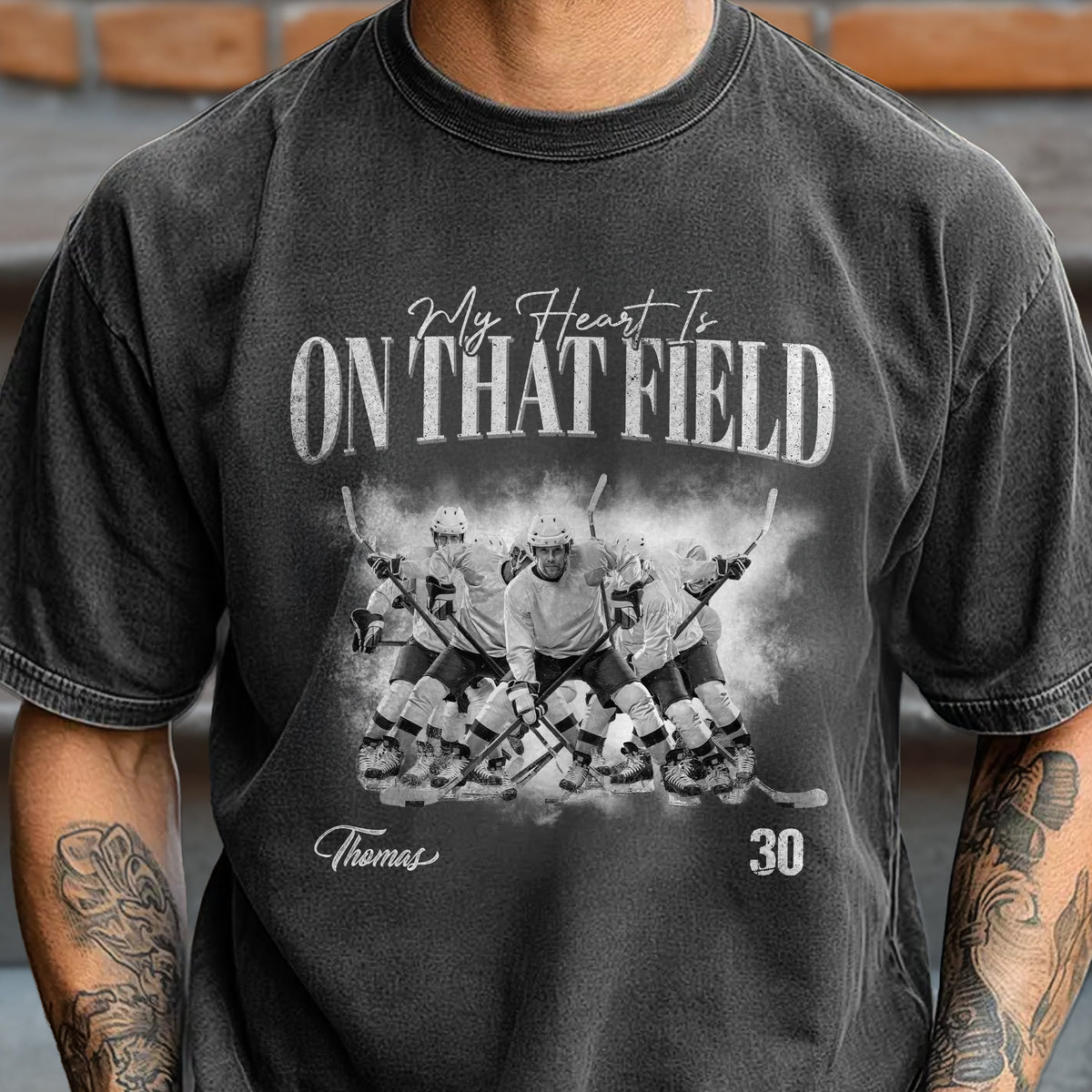Custom Photo My Heart Is On That Field Retro Vintage Portrait Comfort Shirt CH07 910388