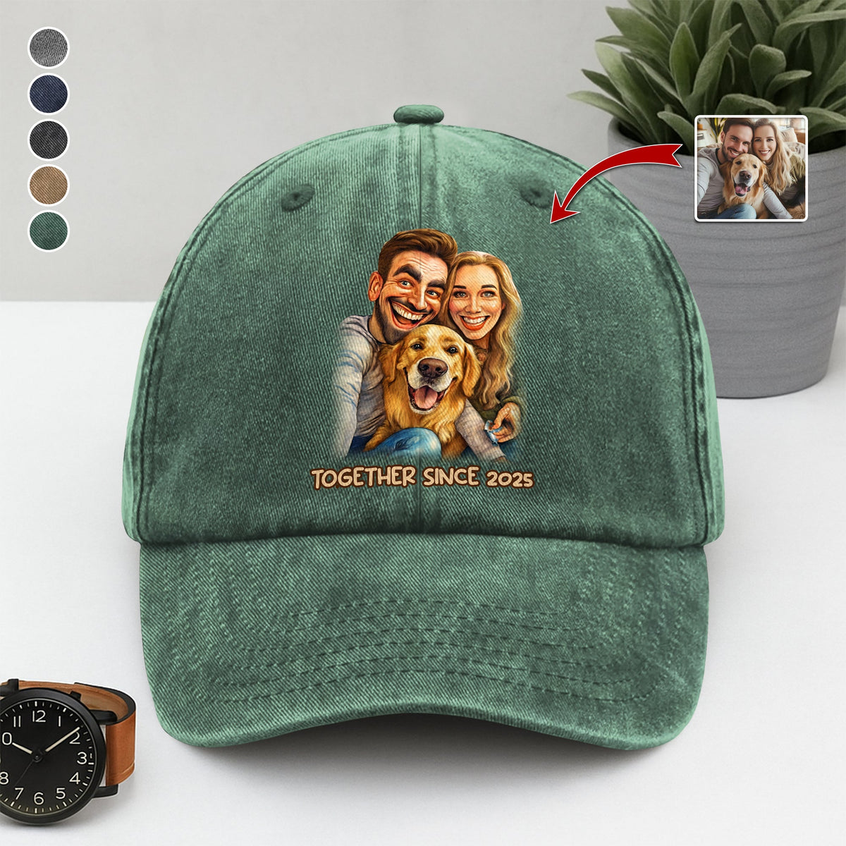 Caricature Your Photo - Custom Vintage Washed Denim Baseball Cap TH10 894505