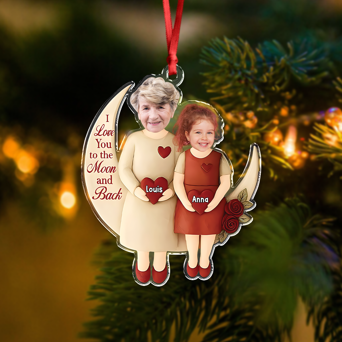 Custom Photo Moon Of Love Family Acrylic Ornament, Gift From Niece For Grandma HO82 900560