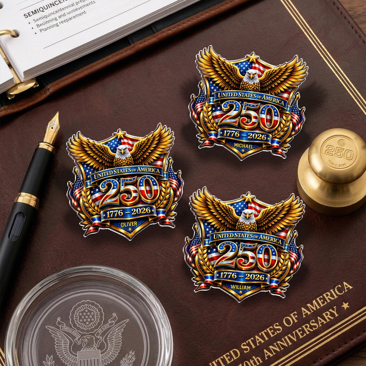 Personalized America 250th Anniversary Patriot Eagle Acrylic Pin HA75 920980