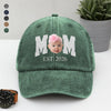 Custom Photo Face Dad Est. Washed Denim Baseball Cap HA75 921350