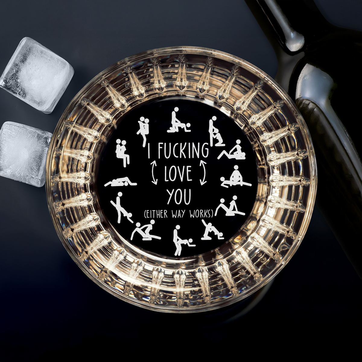 Personalized I F*cking Love You Engraved Vertical Line Whiskey Glass Naughty Valentine Gift CH07 899760