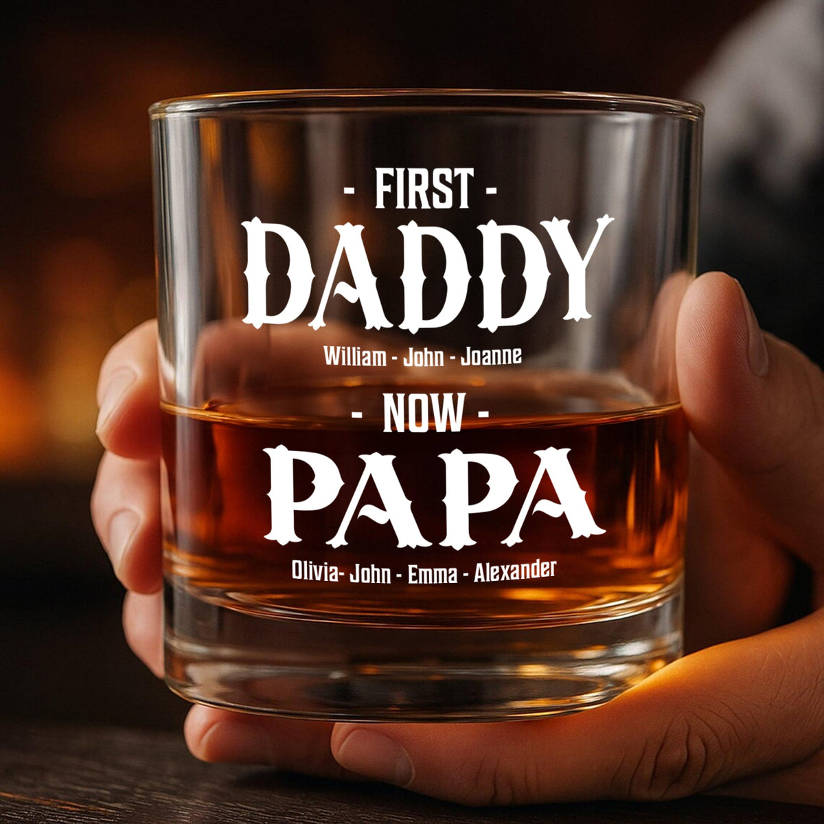 Personalized First Dad Now Grandpa Whiskey Glass Gift For Father's Day TH10 169611