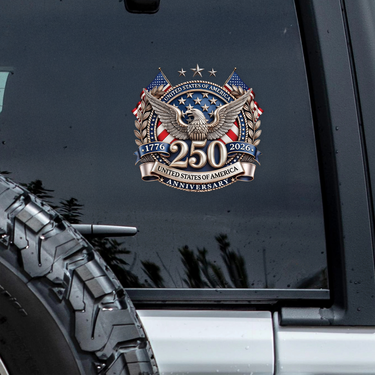 USA 250th Anniversary, 1776-2026 America 250 Emblem Semiquincentennial Car Window Decal Sticker HO82 900954