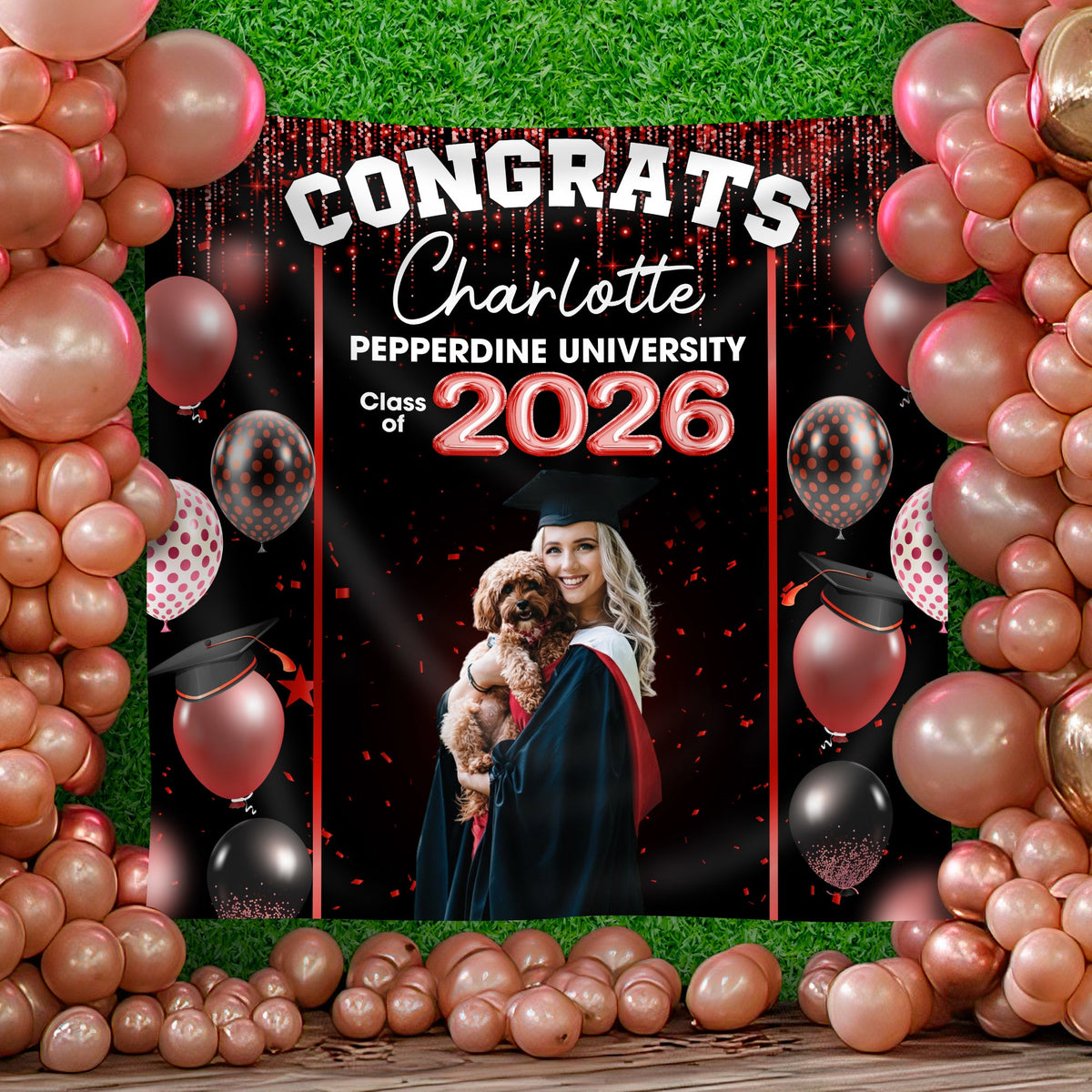 Congrats Class of 2026 Custom Photo And Name Graduation Party Backdrop CH07 899738
