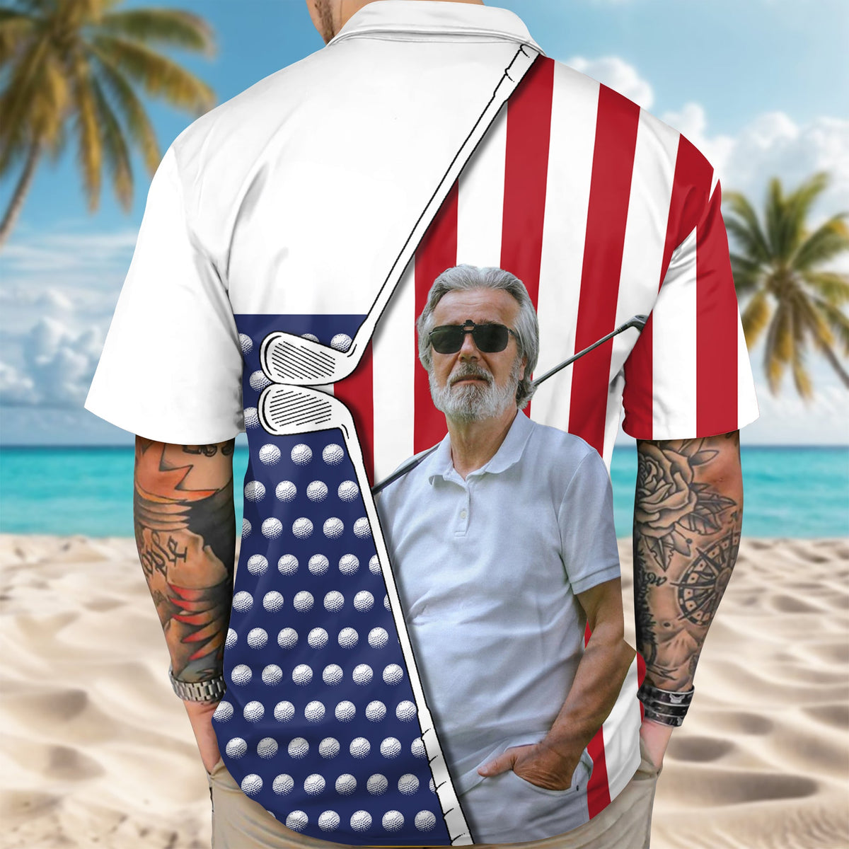 Custom Photo And Name Golf USA Flag Pattern Hawaii Shirt HA75 898756