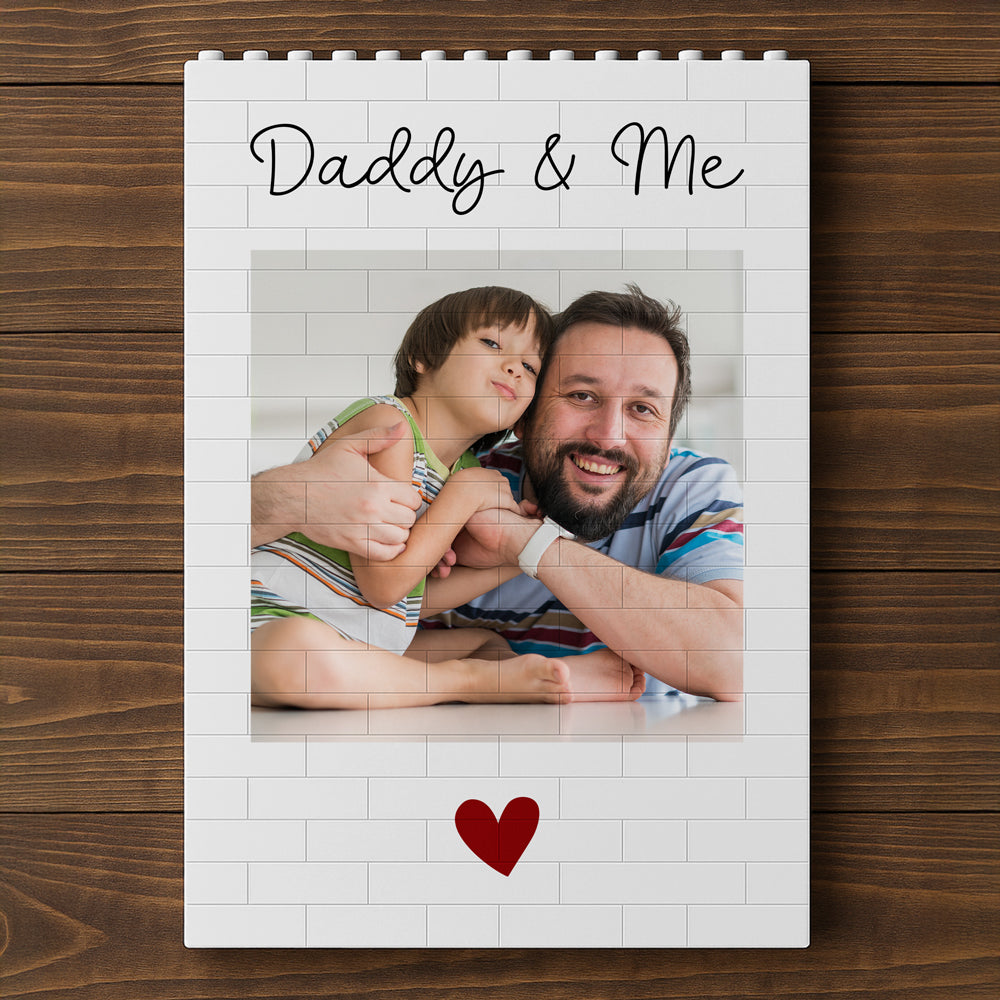 Custom Photo Daddy & Me Vertical Rectangle Brick Blocks Father's Day Gift HA75 892384