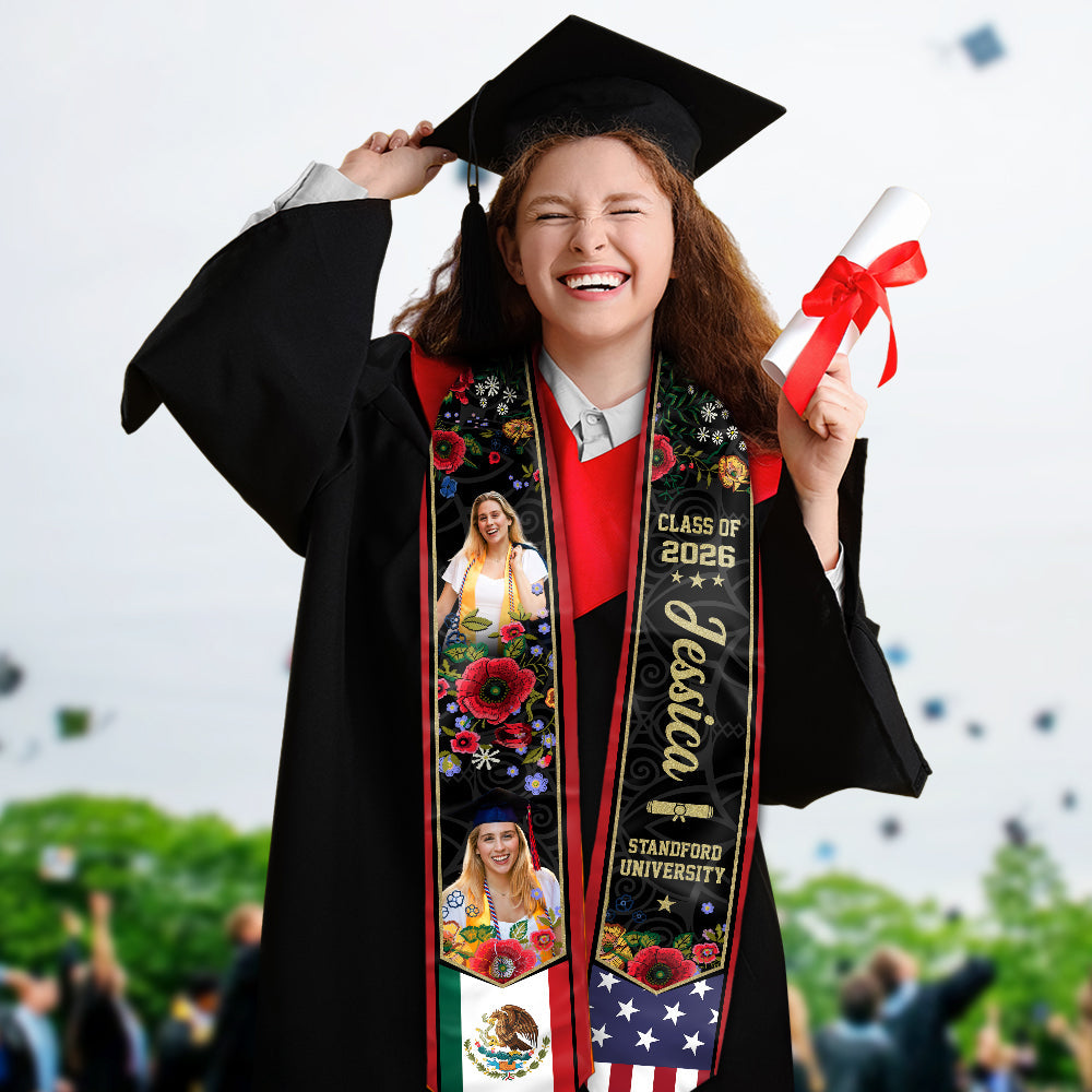 Custom Photo Class of 2026 Country Flag Graduation Stole HA75 898892