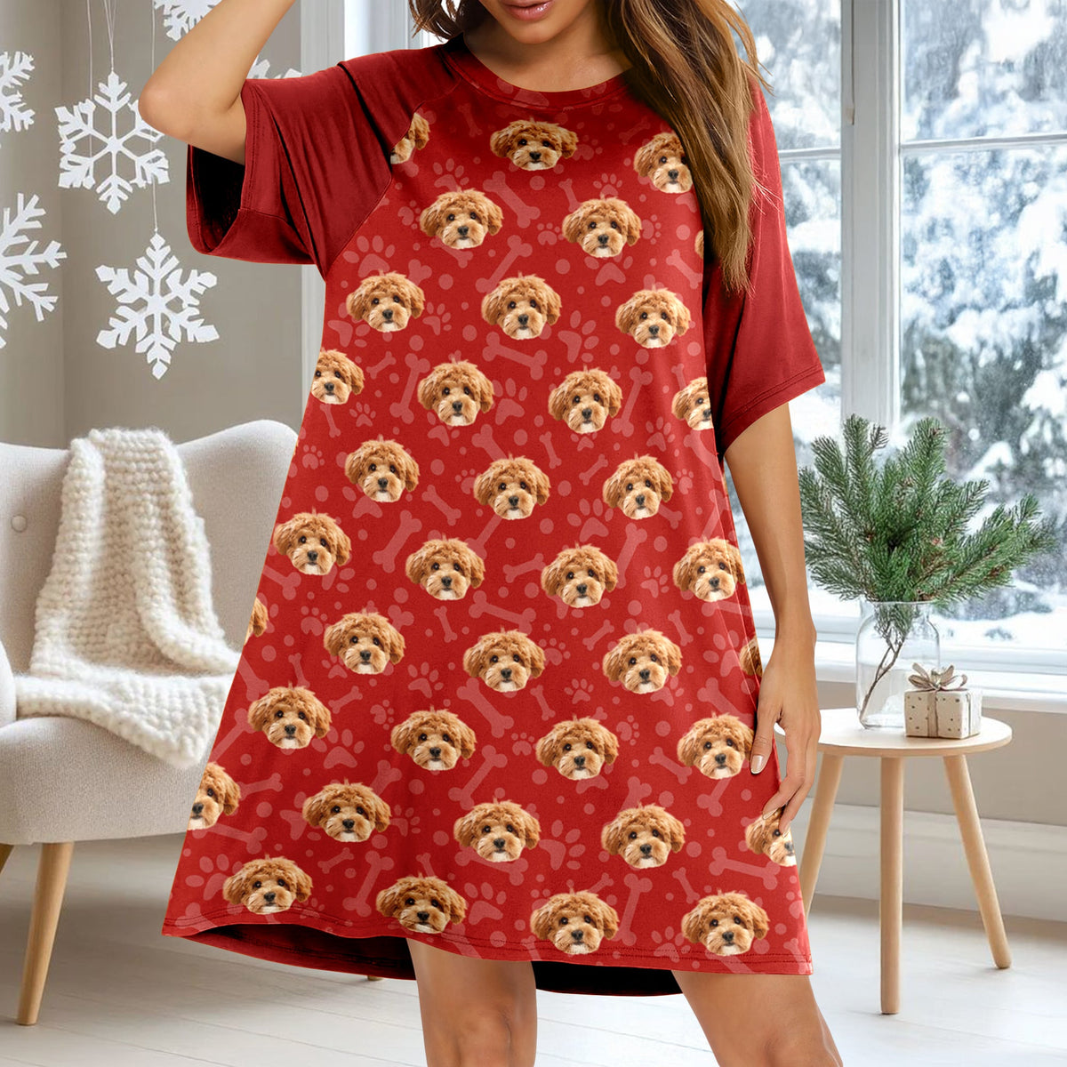 Custom Photo Dog Cat Raglan Nightgown TH10 898039