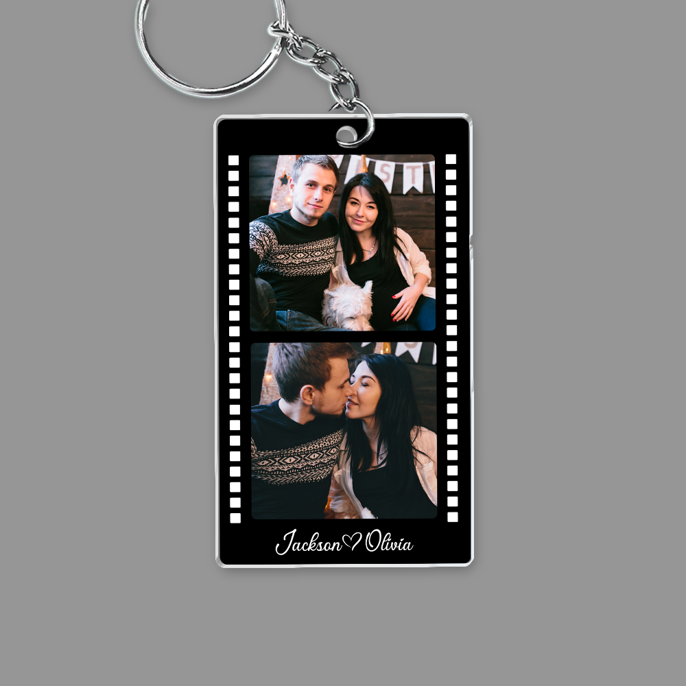 Custom Couple Photo Strip Acrylic Keychain - Personalized Valentine's Day Gift LM32 897429