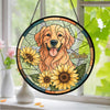 Custom Dog Photo With Sunflower Memorial Stained Glass Suncatcher, Pet Loss Gift HO82 894326