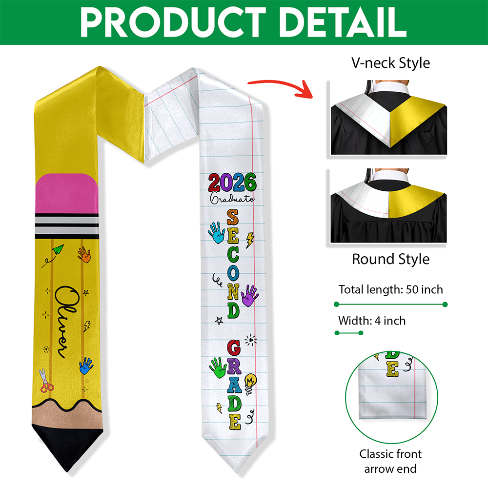 Custom Kid Name Pencil Graduation Kid Stole - Personalized Graduation Gift HO82 901636