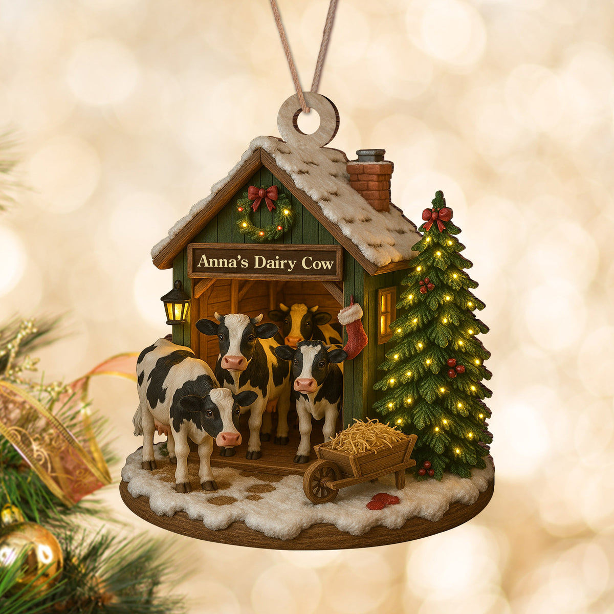 Custom Wood Ornament Gifts For Women, Men - Moo Love, Moo Christmas LM32 895553