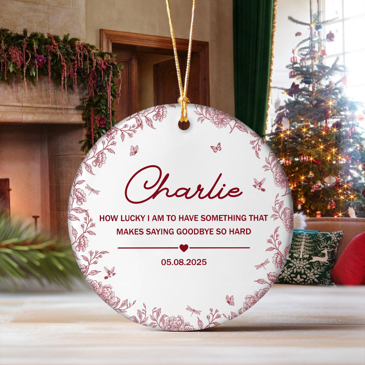 Custom Dog Breeds Toile De Jouy Style Memorial Ceramic Ornament HA75 897480