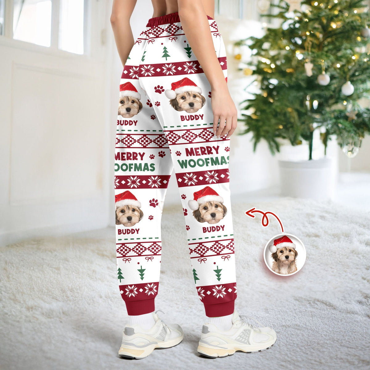 Custom Pet Photo With Festive Ugly Patterns - Personalized Sweatpants CH07 899502