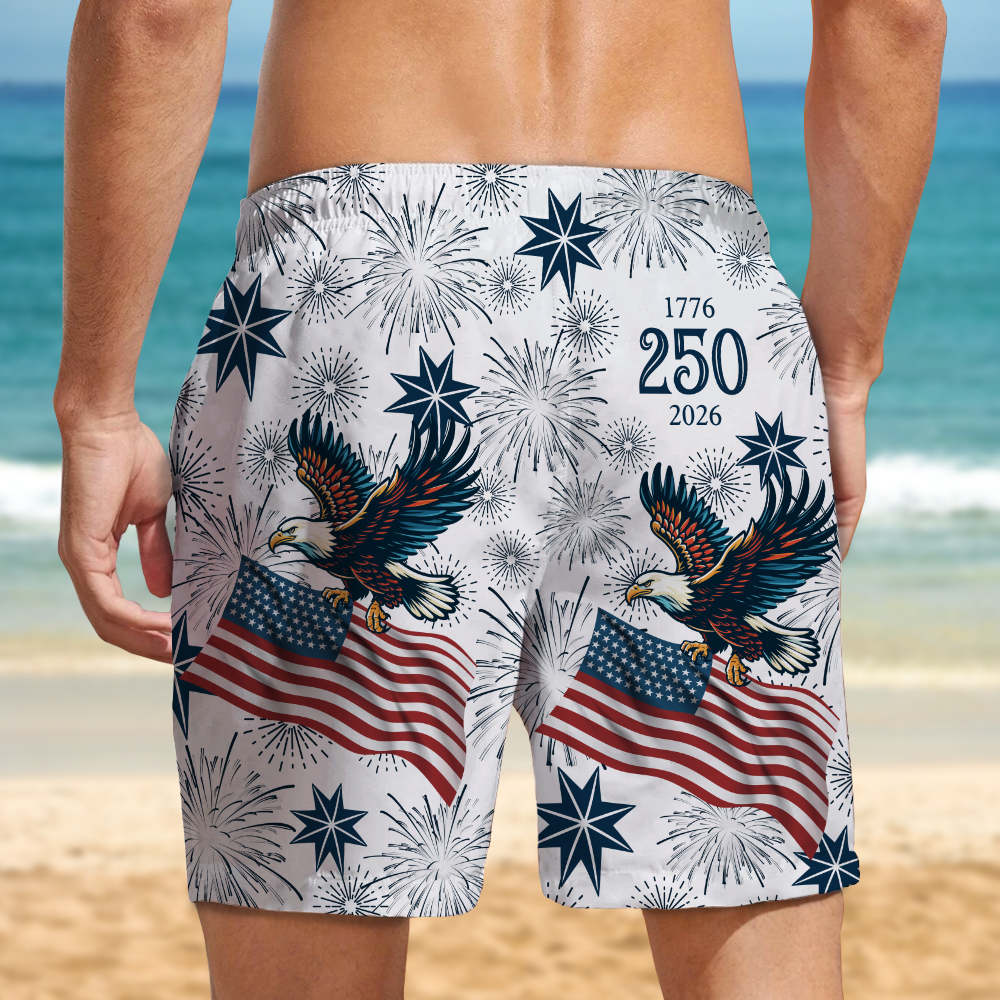 USA 250 Anniversary Eagle 1776-2026 Beach Short HA75 920182