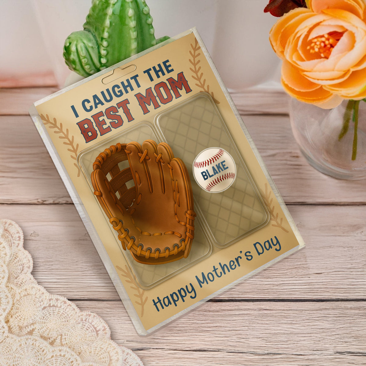 We Caught The Best Dad Grandpa Baseball & Glove Figures Style Acrylic Block Plaque Personalized Gift For Father's Day HO82 893764