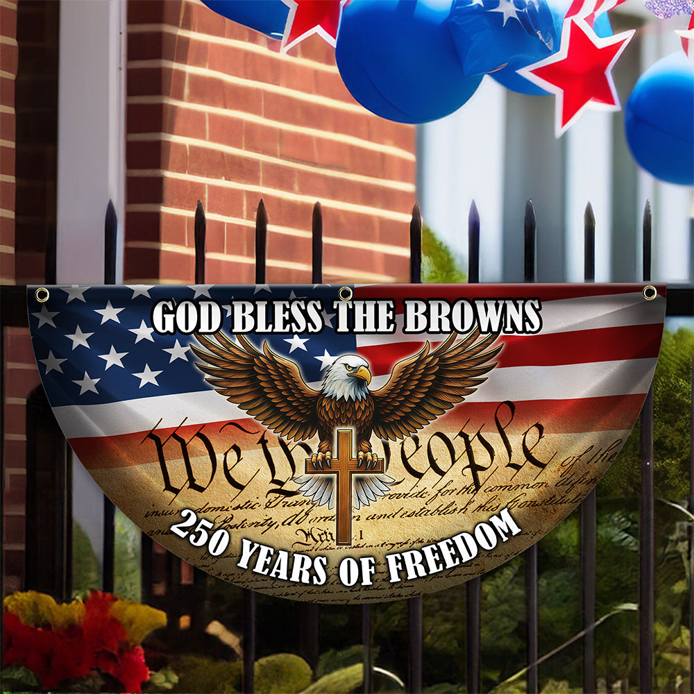 Custom Family Name America 250 Years Of Freedom Non-Pleated Fan Flag TH10 169081