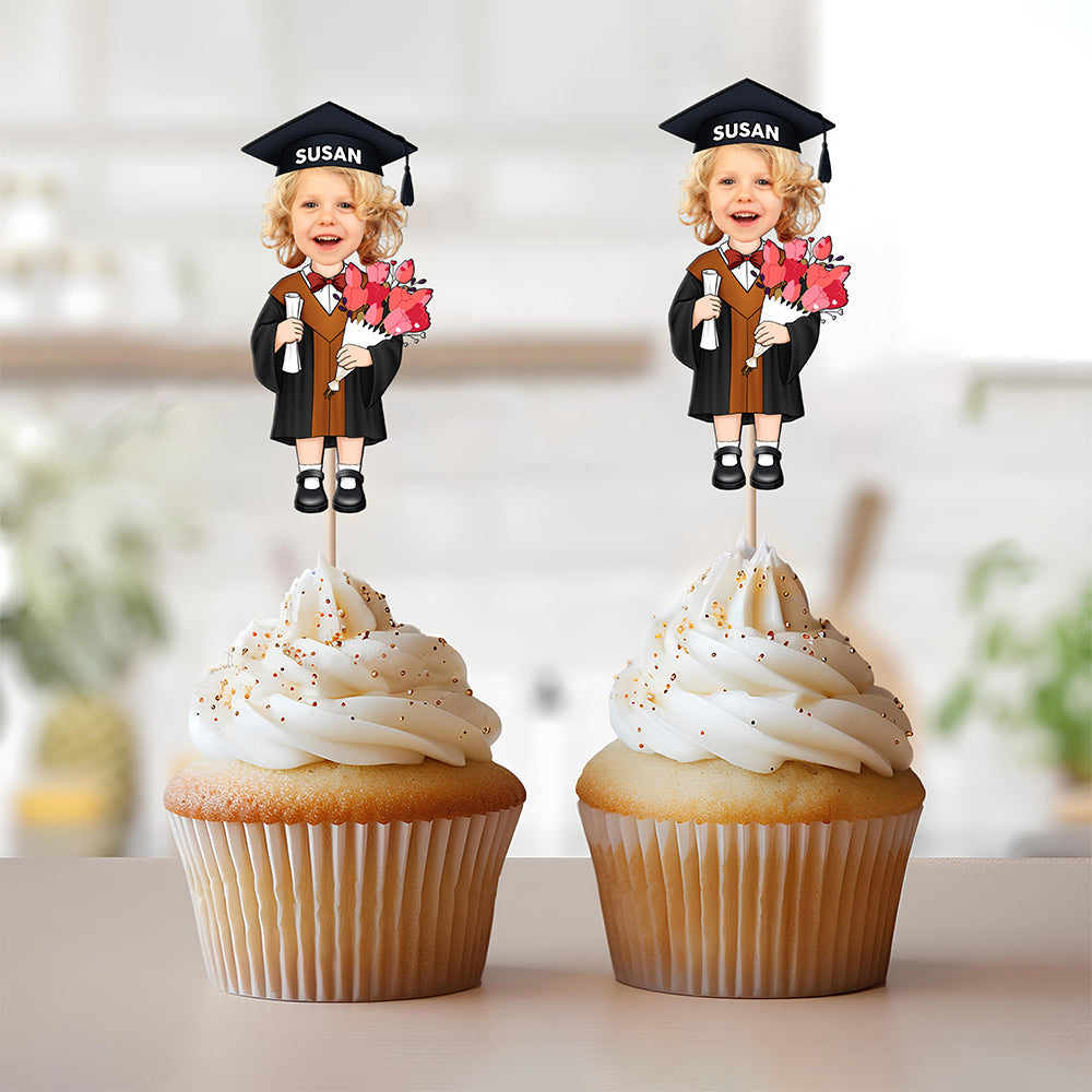 Custom Funny Face Kid Class of 2025 Graduation Decoration Cupcake Toppers HA75 892122