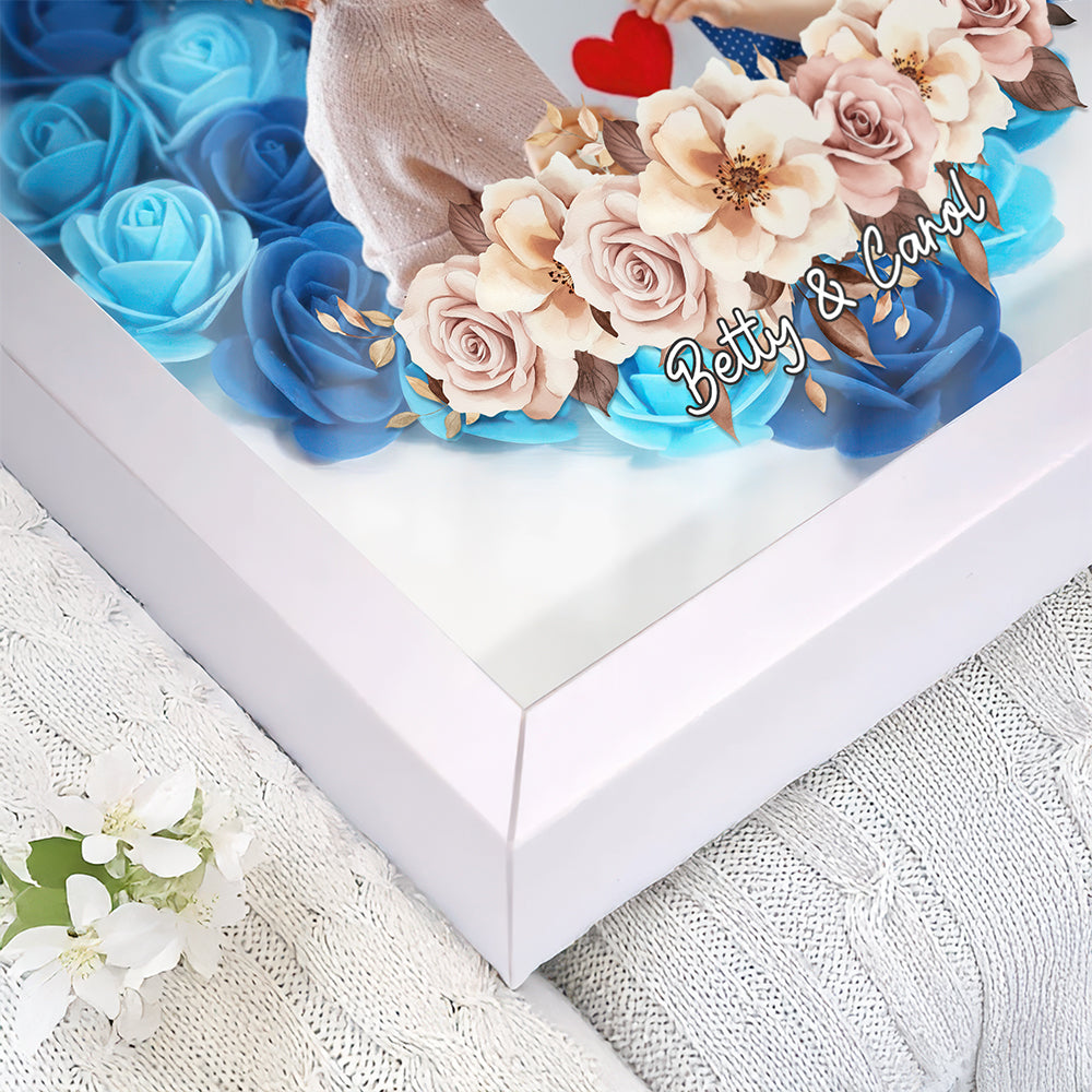 Custom Photo Mother And Daughter Forever Linked Together Personalized Flower Shadow Box  Mother's Day Gift CH07 895470