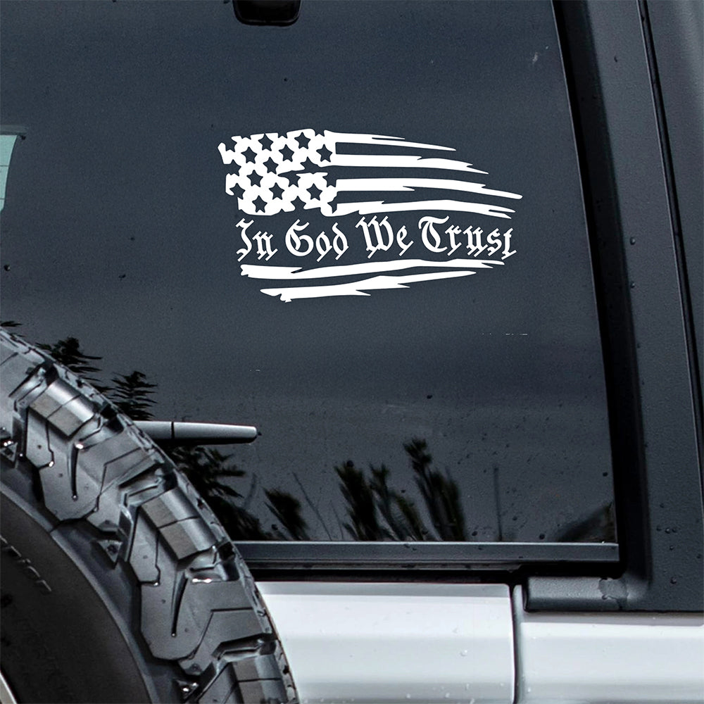 In God We Trust Decal Sticker - American Flag Car Window Decal Sticker HA75 898374