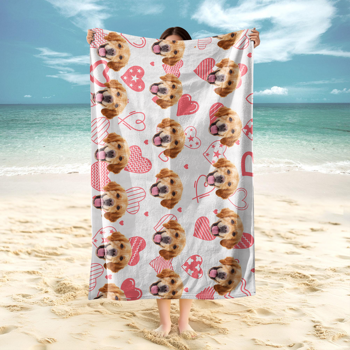 Custom Cute Dog Face Tropical Party Summer Beach Towels LM32 893441