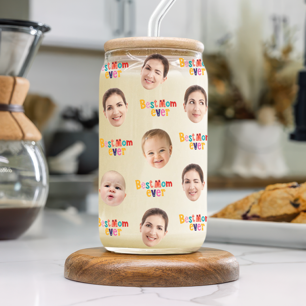Custom Face Photo Best Family Ever Glass Can With Lid TH10 892657