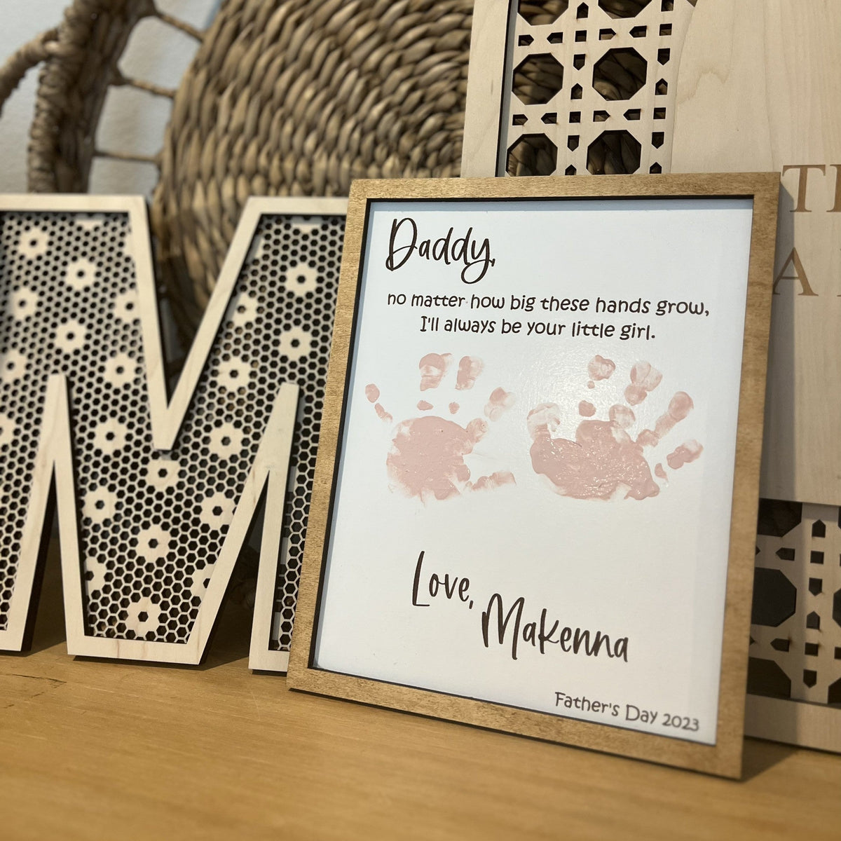 Custom DIY Wooden Always Be Daddy's Buddy - Father's Day Handprint Sign Gift LM32 668997