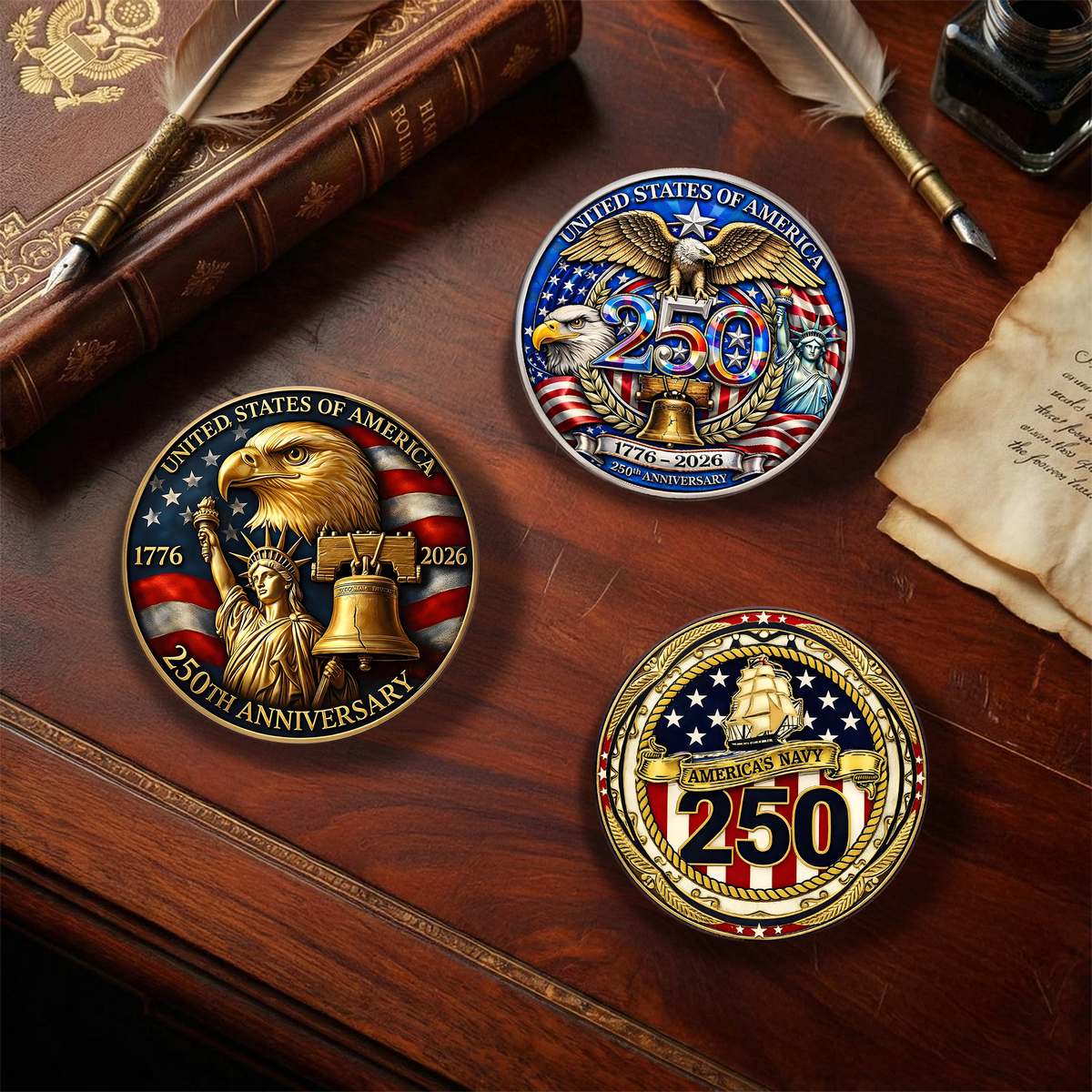 Personalized America 1776-2026 250 Years Anniversary Stainless Steel Metal Pin LM32 899521