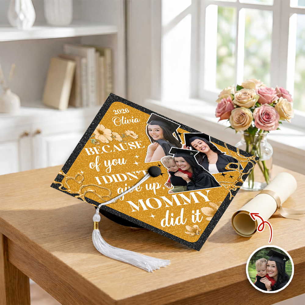 Custom Photo Mommy Did It Personalized Graduation Cap Topper HA75 920604