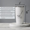 Personalized 20oz Insulated Dimpled Golf Tumbler, Custom Laser Engraved Golf Cup, White Golf Tumbler, Gift for Golf Lovers LM32 897597