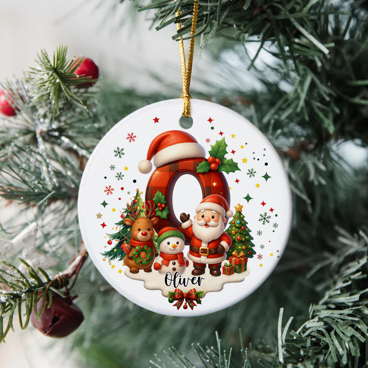 Custom Alphabet Personalized Christmas Ceramic Ornament HA75 897572