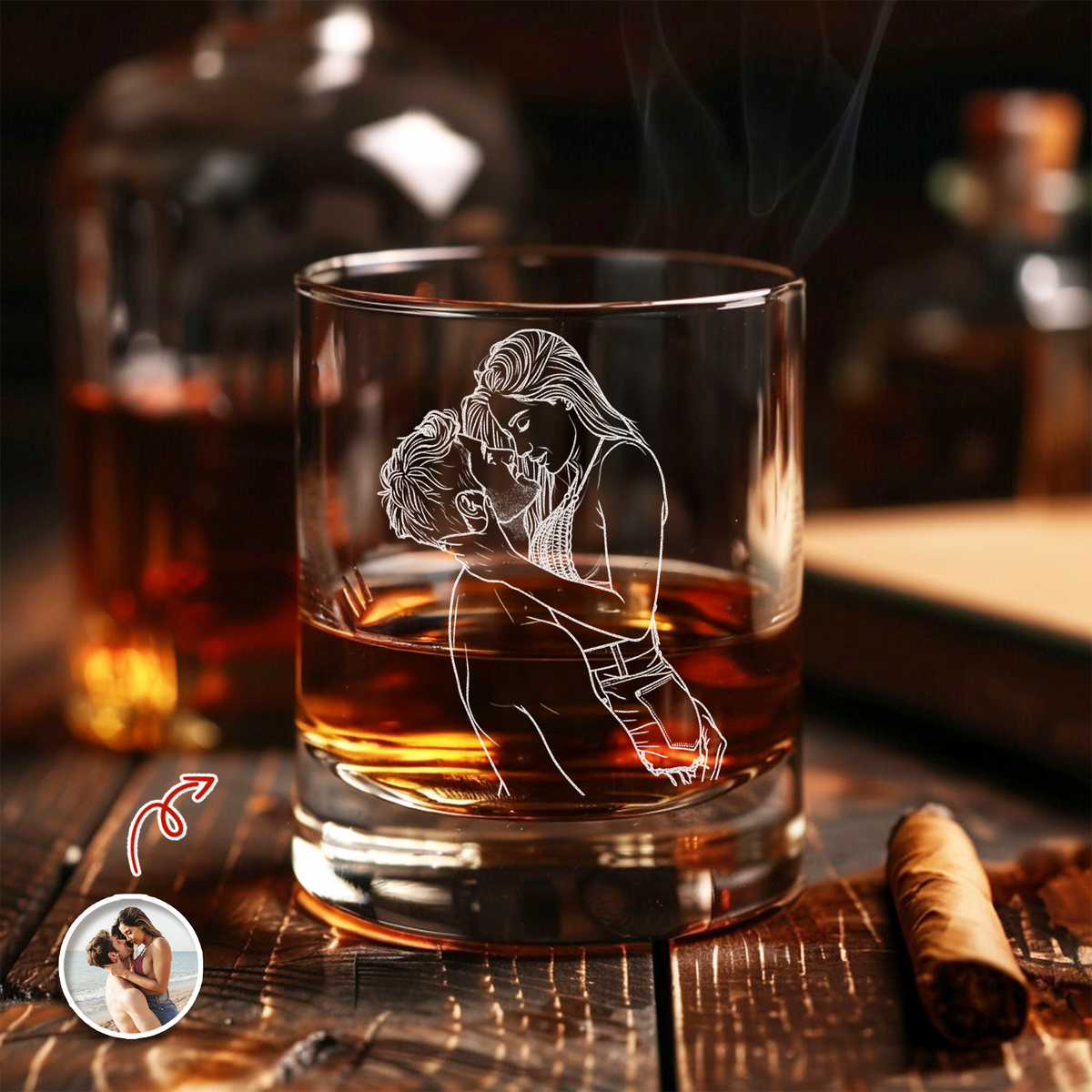 Custom Couple Photo I F*Cking Love You Either Way Works - Personalized Engraved Whiskey Glass Naughty Valentine Gift CH07 899726