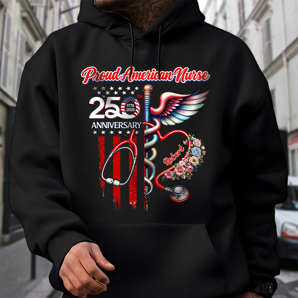 Custom Name Proud American Nurse With America 250 Dark Shirt HO82 901290