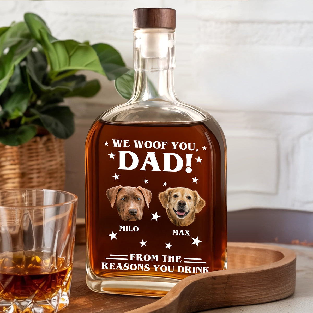 Custom Photo We Woof You - Dog Personalized Custom Whiskey Bottle - Father's Day, Gift For Dad, Pet Owners, Pet Lovers HO82 894074