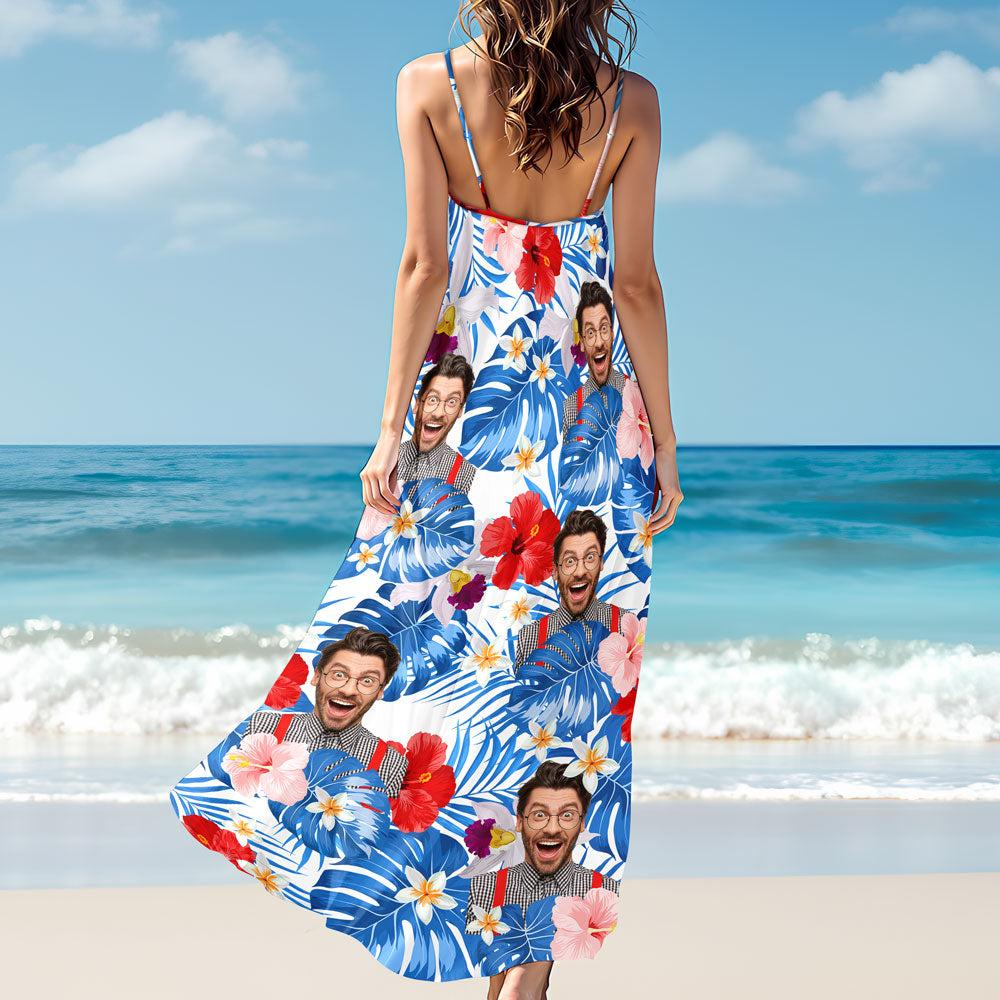 Custom Photo Women's V-Neck Cami Maxi Dress HO82 893620
