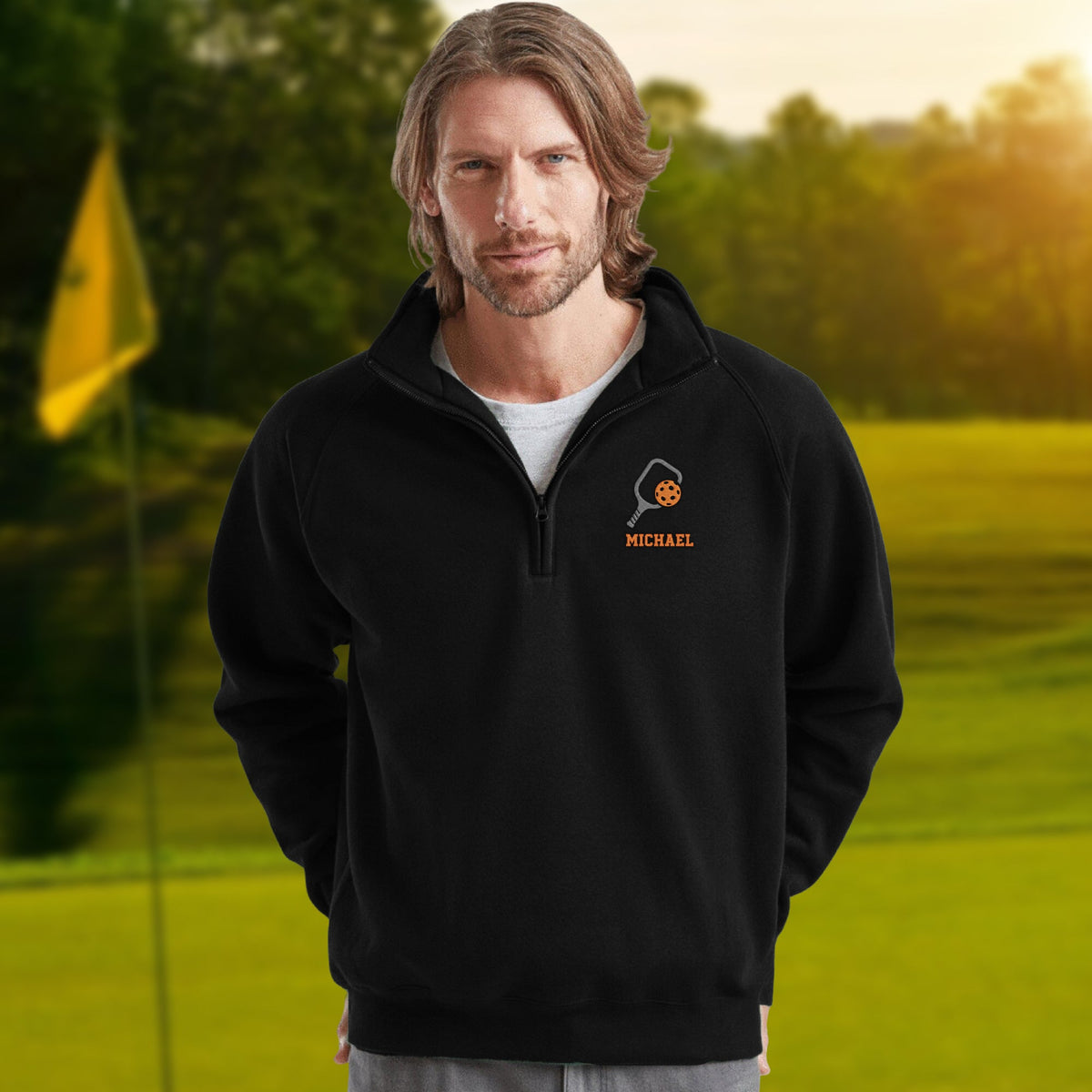 Personalized Name Pickleball Player Embroidered Quarter Zip Sweater HA75 898624
