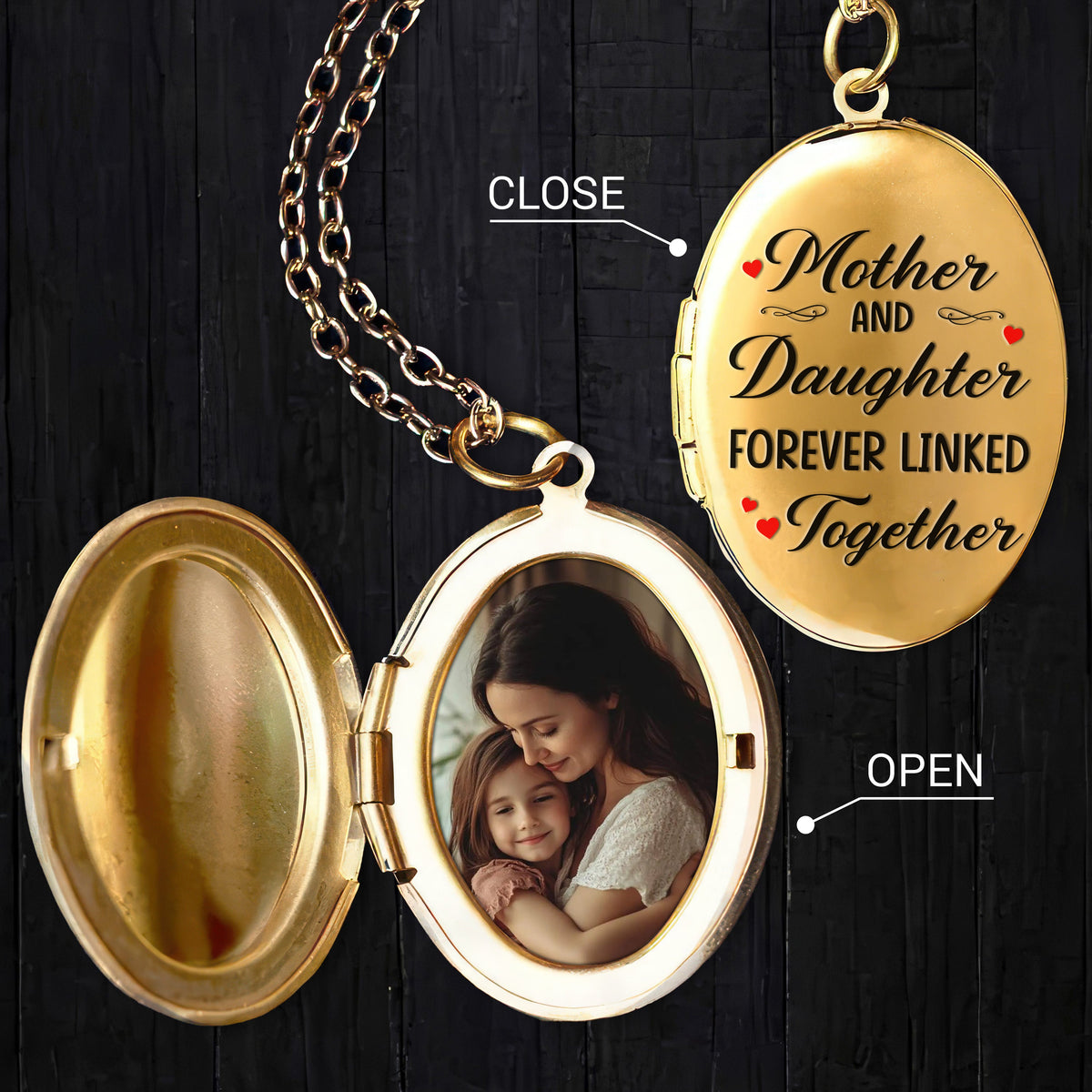 Custom Photo Mother And Daughter Forever Linked Locket Necklace TH10 892611
