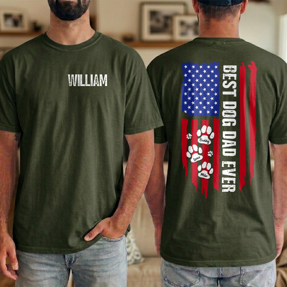 Custom Name Best Dog Dad Ever Back & Front Comfort Shirt Gift For Dog Lover TH10 169365