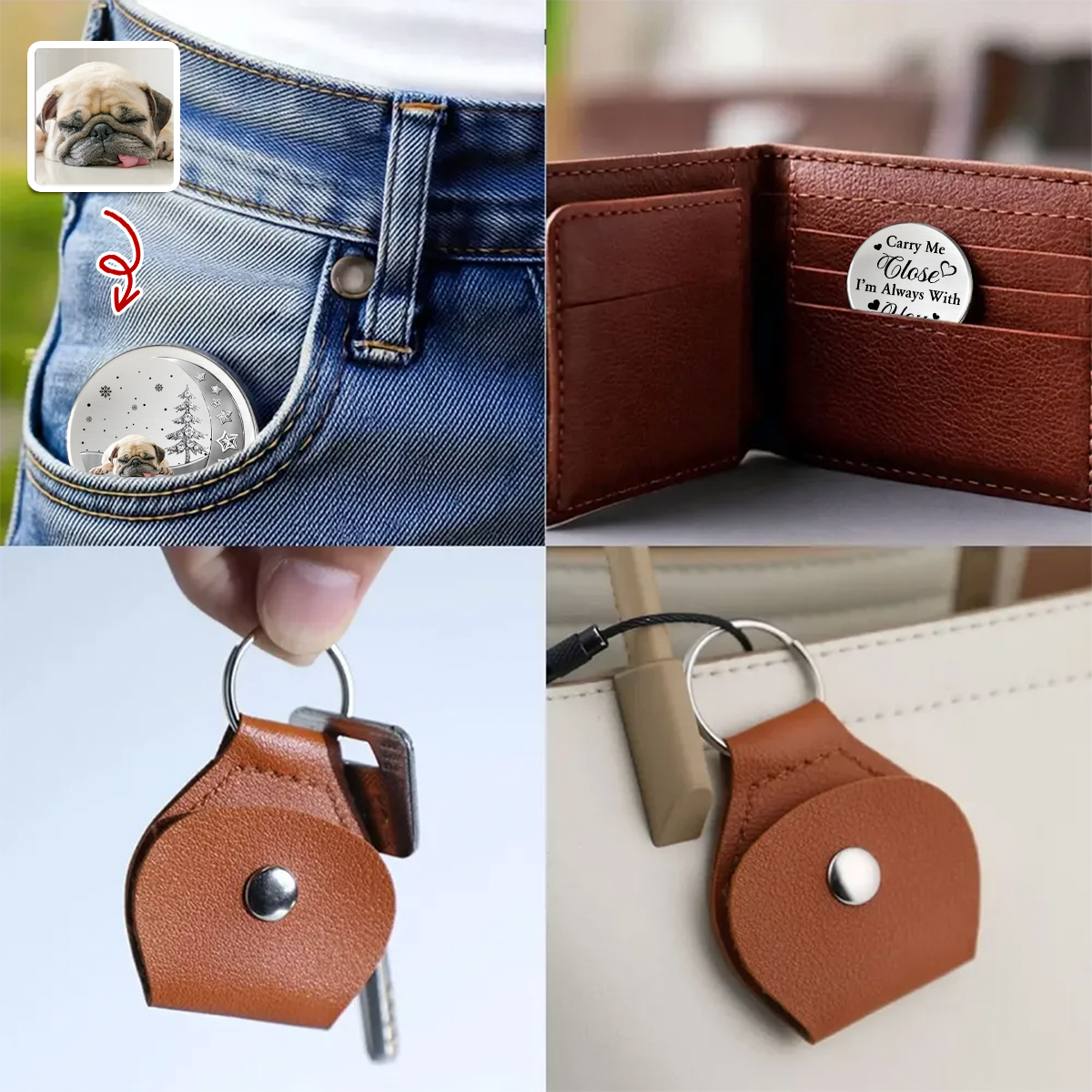 Custom Photo Carry Me Close I'm Always With You Memorial Pocket Hug HA75 897950