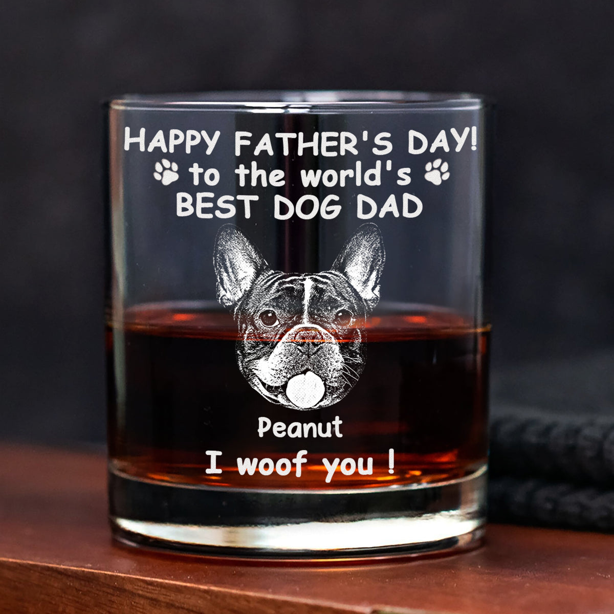 Custom Photo Woof Best Dog Dad Engraved Whiskey Glass Father's Day Gifts HA75 892372