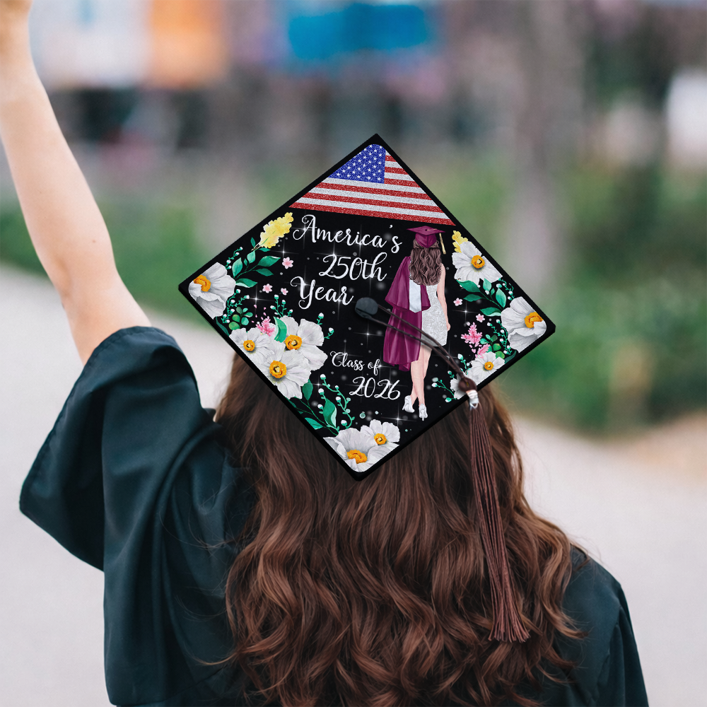 Personalized America 250th Anniversary Class of 2026 Graduation Cap Topper TH10 169225