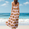 Custom Cute Dog Photo Coquette Pink Bows Hawaii Maxi Dress LM32 893399