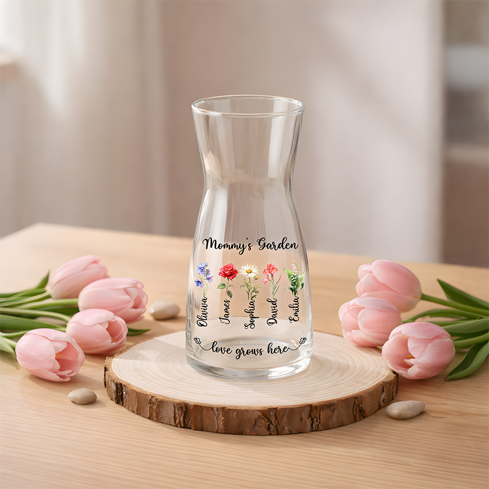 Personalized Mommy's Garden Love Grows Here Glass Vase Gift For Mother's Day CH07 910910